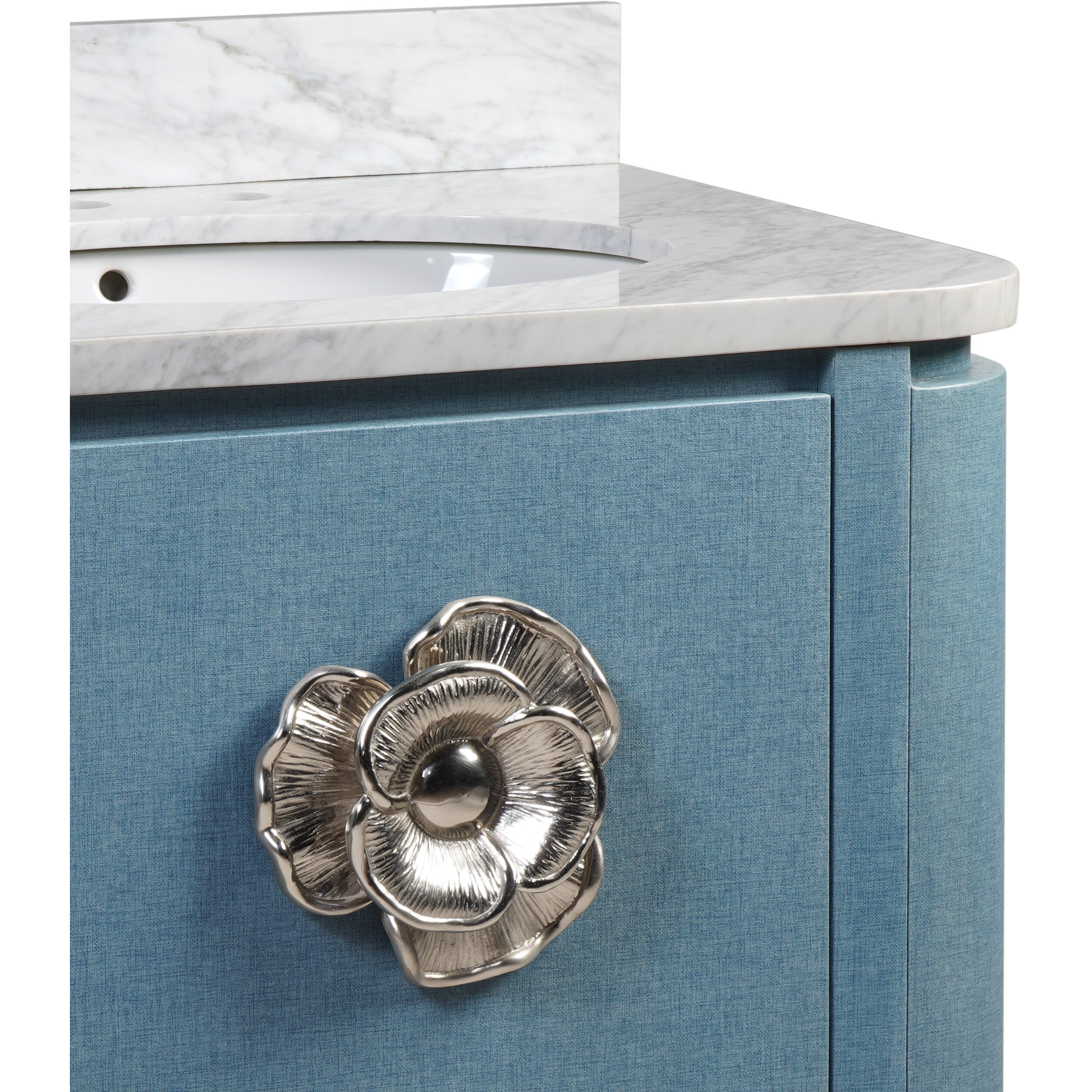 Briallen 30 X 34.25 inch Lacquered Blue Linen/Natural/White/Polished Nickel Vanity with Undermount Sink