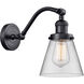 Franklin Restoration Small Cone LED 7 inch Matte Black Sconce Wall Light in Clear Glass, Franklin Restoration