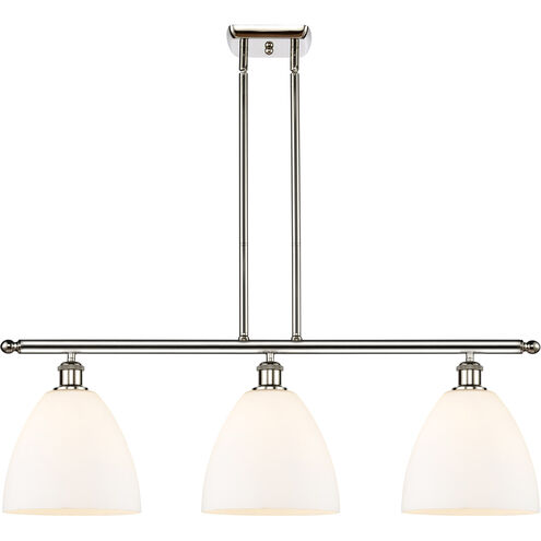 Ballston Ballston Dome 3 Light 36 inch Polished Nickel Island Light Ceiling Light in Matte White Glass