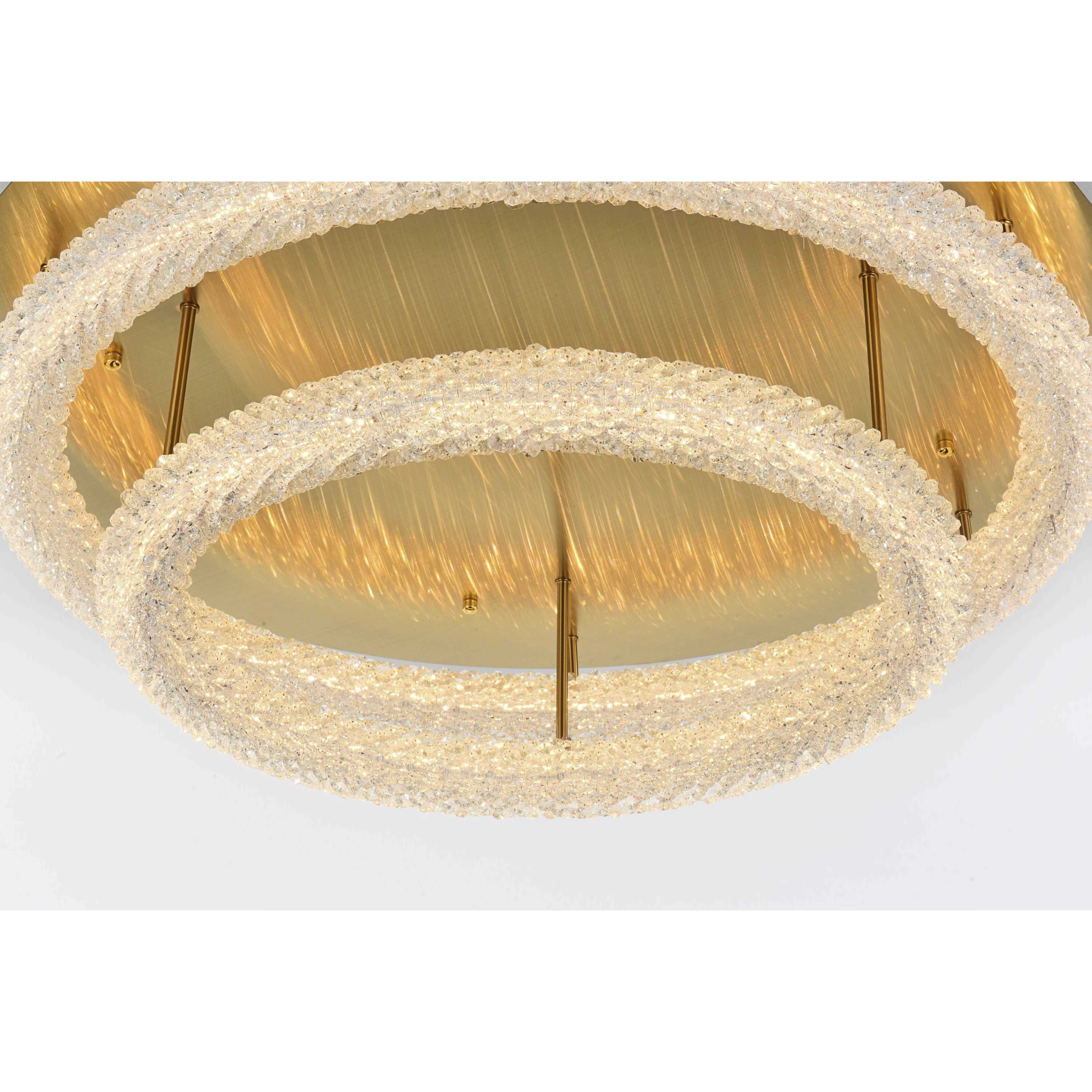Bowen 2 Light 33.5 inch Satin Gold Flush Mount Ceiling Light