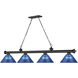 Cordon 4 Light 81.25 inch Matte Black Billiard Ceiling Light in Dark Blue Acrylic