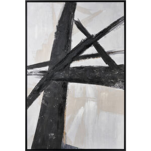 Granby Abstract Black with Beige Framed Wall Art, Abstract