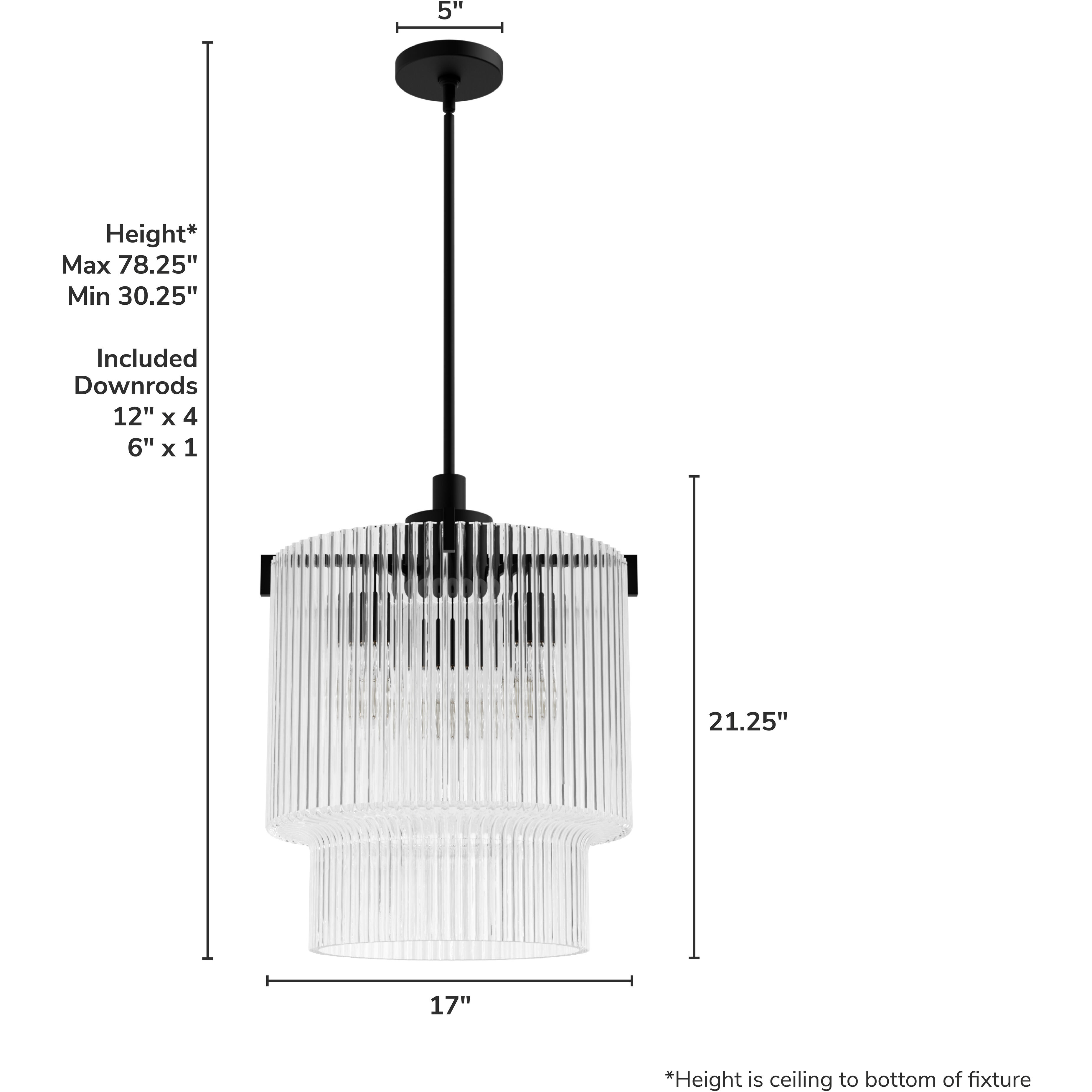 Ontario 3 Light 17.1 inch Matte Black Pendant Ceiling Light, Large