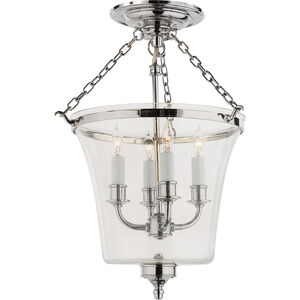 Chapman & Myers Sussex4 4 Light 12 inch Polished Nickel Semi-Flush Bell Jar Lantern Ceiling Light