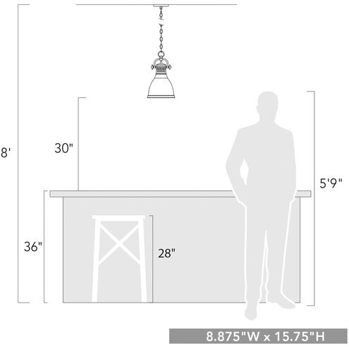 Duncan 1 Light 8.88 inch Pewter Mini Pendant Ceiling Light in Red