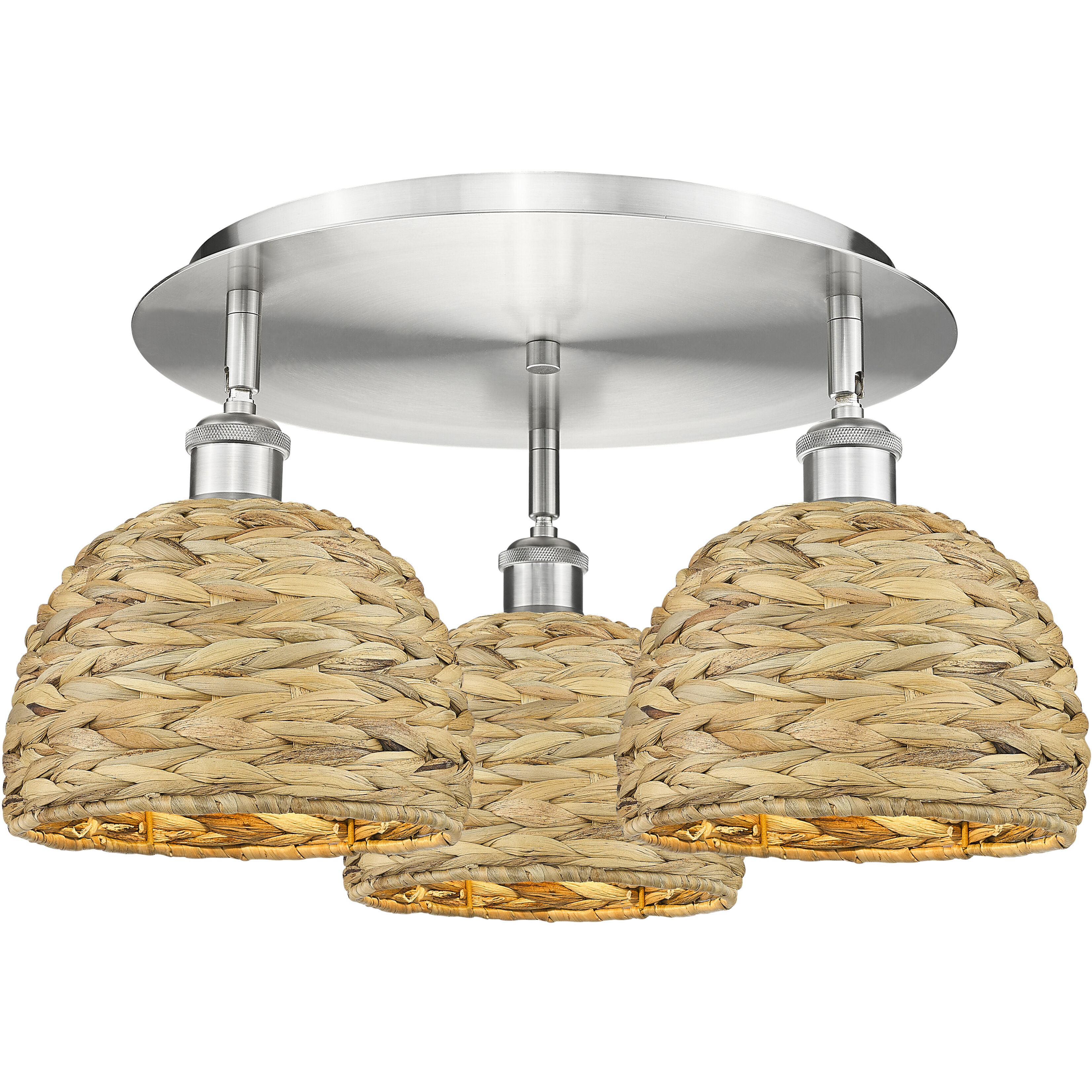 Ballston Woven Rattan 3 Light 19.75 inch Flush Mount