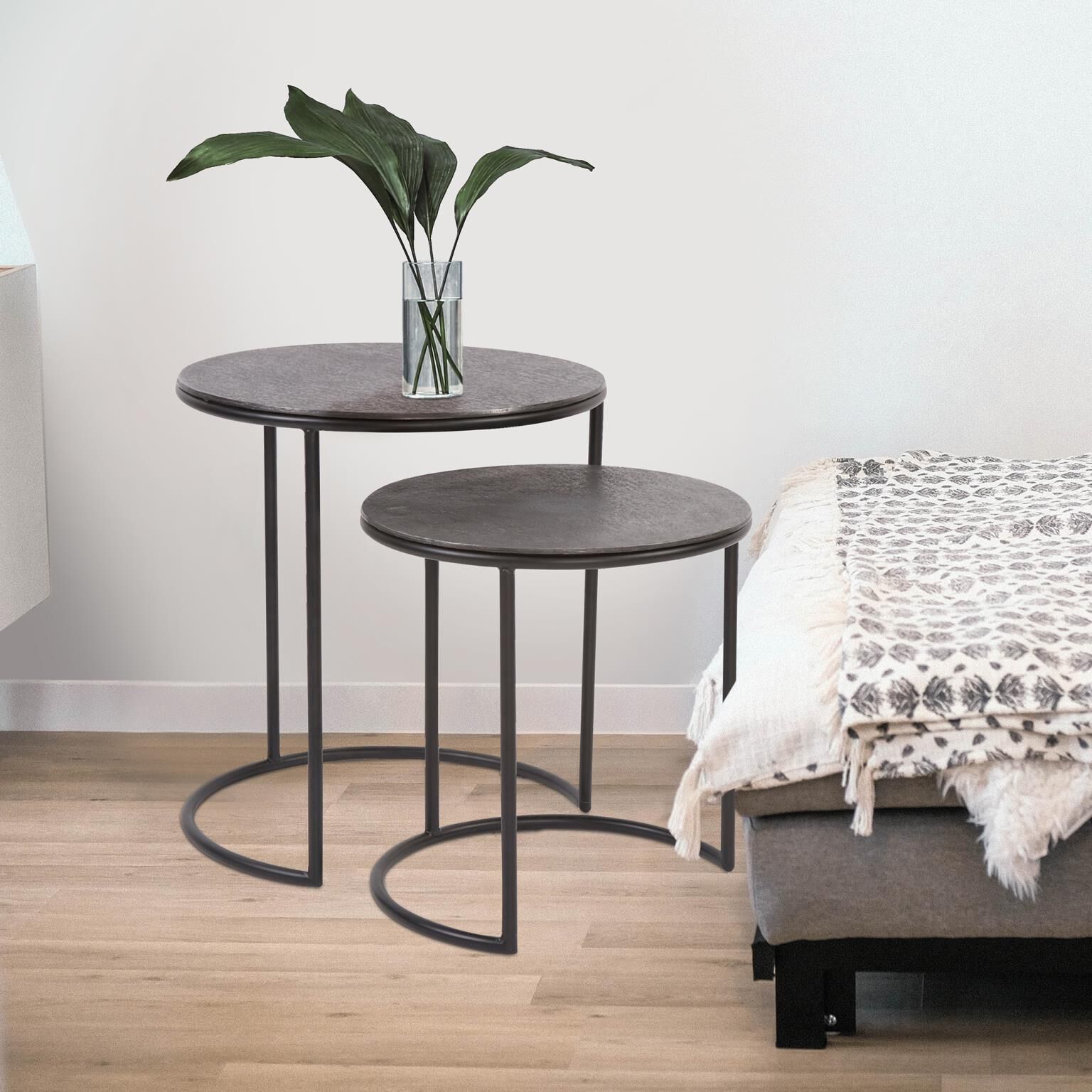 Carter 20.25 X 19 inch Graphite Nesting Table Set, Set of 2