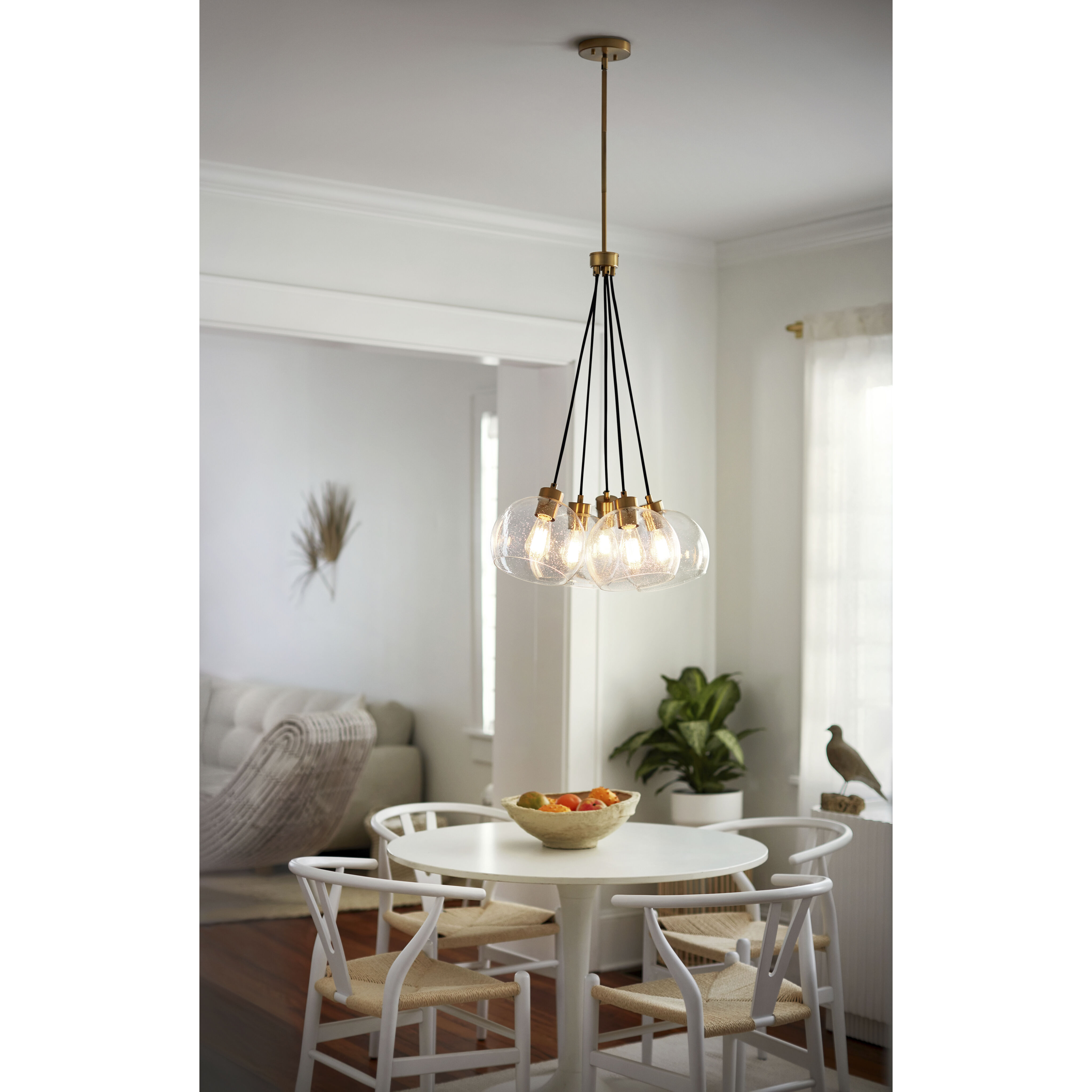 Rumi LED 22 inch Lacquered Brass Pendant Ceiling Light, Cluster