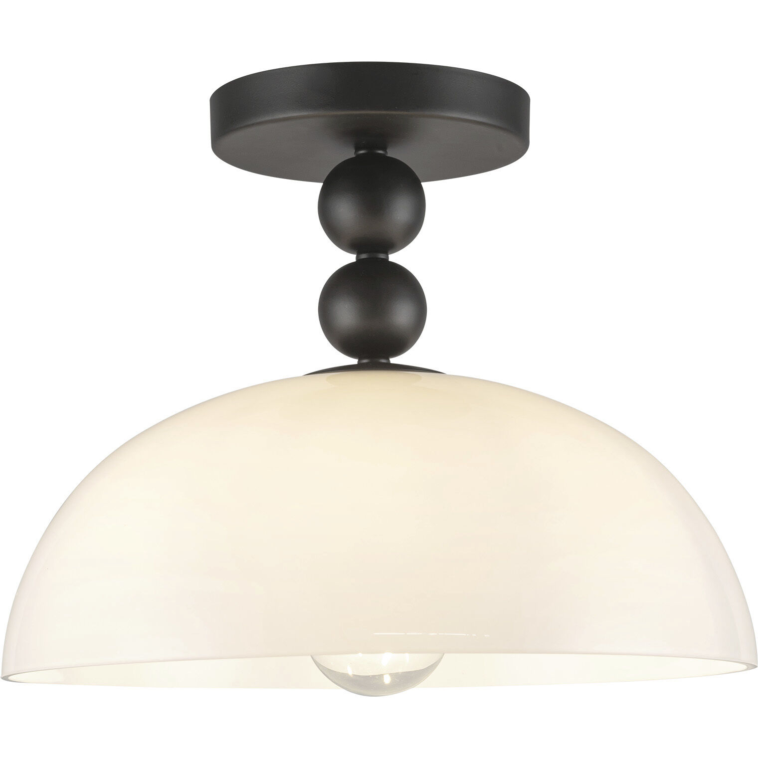 Alora Mood Paisley 1 Light 11.88 inch Matte Black/Glossy Opal Glass Semi-Flush Mount Ceiling Light