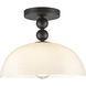 Alora Mood Paisley 1 Light 11.88 inch Matte Black/Glossy Opal Glass Semi-Flush Mount Ceiling Light