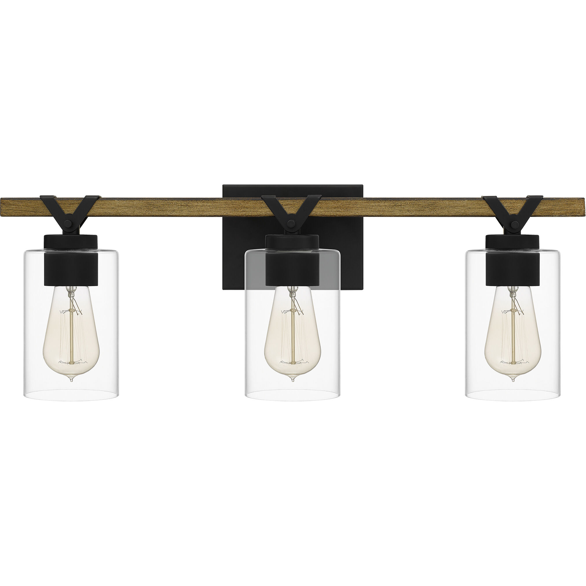 Devon Court 3 Light 24 inch Matte Black Bath Light Wall Light