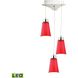 Coppa 3 Light 11 inch Chrome with Red Mini Pendant Ceiling Light