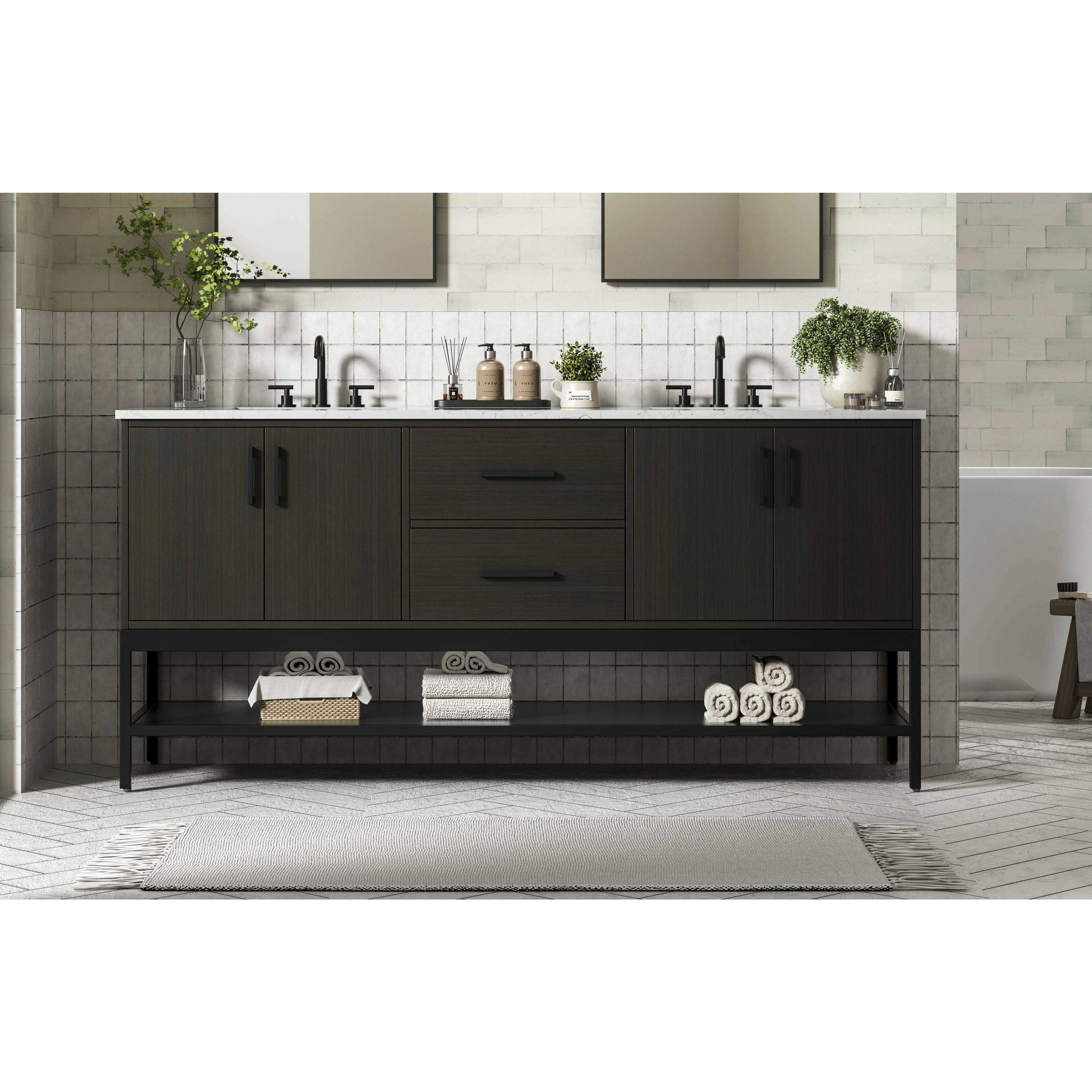 Lennox 72 X 34 inch Mocha Brown Bathroom Vanity Cabinet