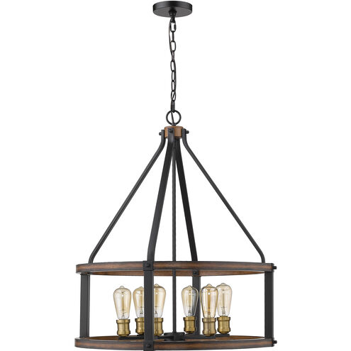 Kirkland 6 Light 25 inch Rustic Mahogany Chandelier Ceiling Light