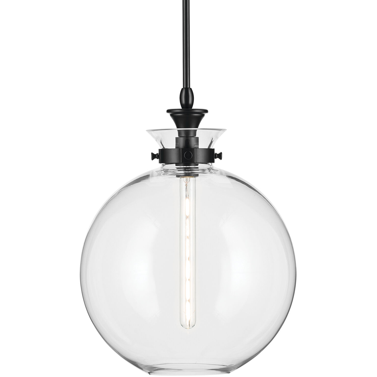 Laria 1 Light Black Pendant Ceiling Light in Clear
