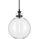 Laria 1 Light Black Pendant Ceiling Light in Clear