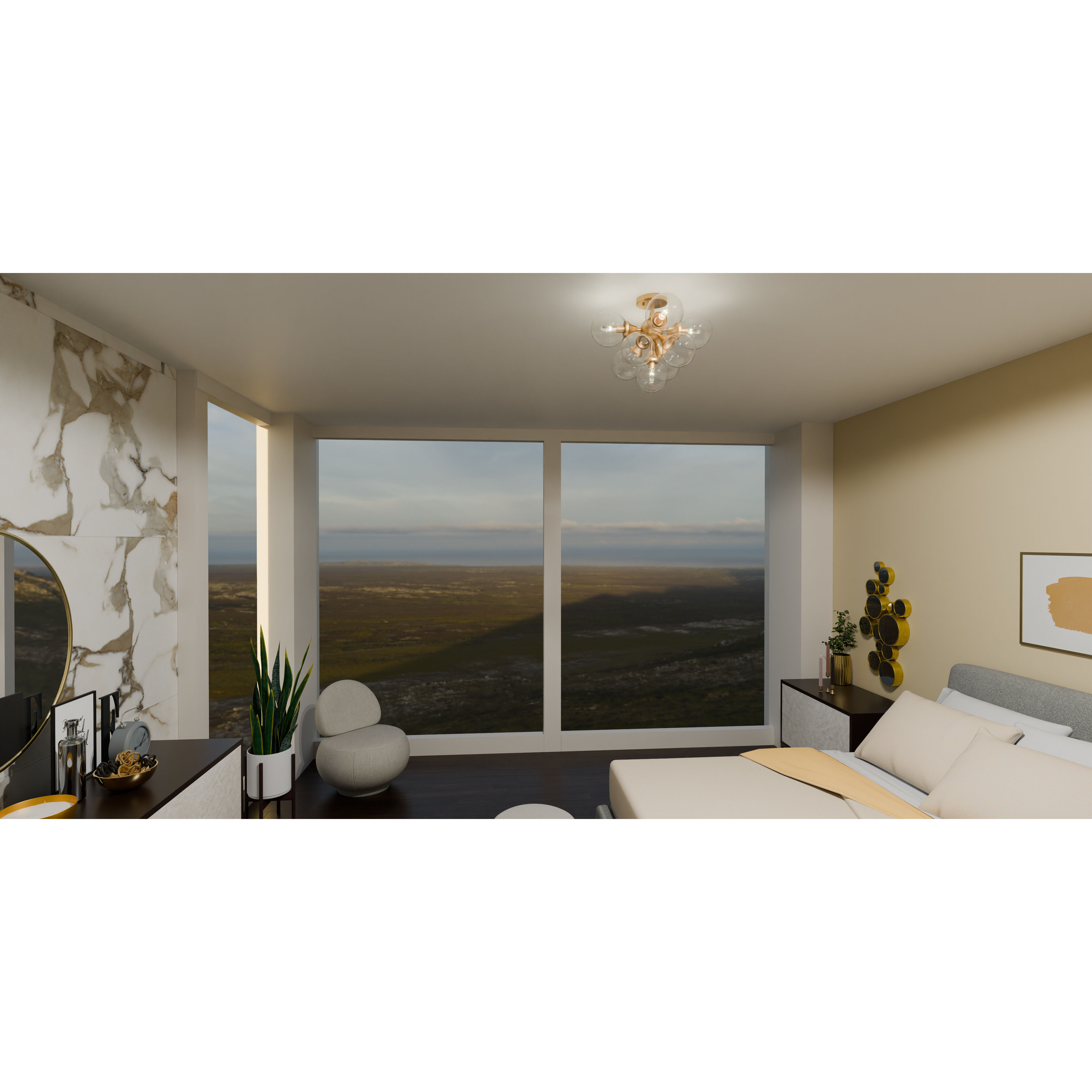 Glinda 5 Light 20 inch Brushed Weathered Brass Semi-Flush Mount Ceiling Light