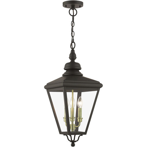 Adams 3 Light 10.63 inch Bronze with Antique Brass Finish Cluster Outdoor Large Pendant Lantern Ceiling Light in Bronze with Antique Brass Accent