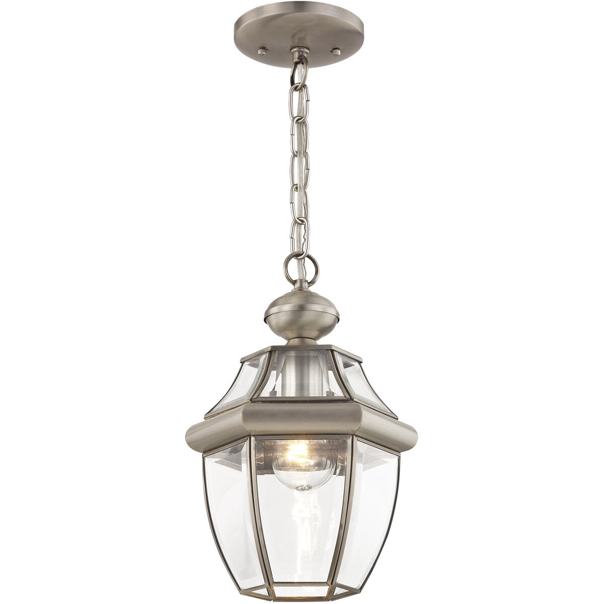 Monterey 1 Light 9 inch Brushed Nickel Outdoor Pendant Lantern