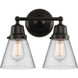 Aditi Small Cone 2 Light 14.25 inch Matte Black Bath Vanity Light Wall Light, Aditi