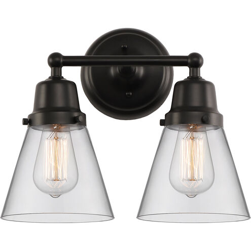 Aditi Small Cone 2 Light 14.25 inch Matte Black Bath Vanity Light Wall Light, Aditi