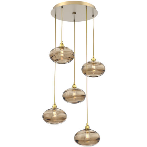 Coppa 5 Light Gilded Brass Chandelier Ceiling Light, Round Multi-Port