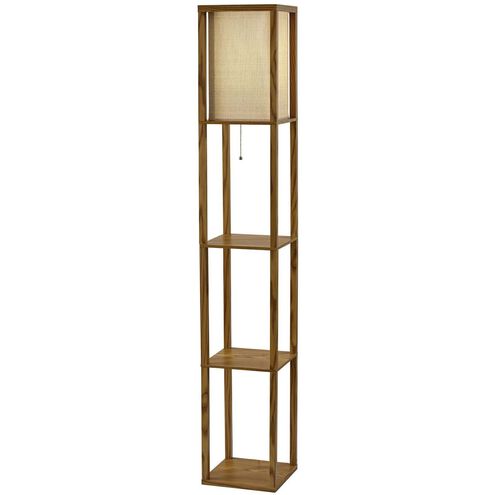 Wright 63 inch 150 watt Natural Wood Veneer Shelf Floor Lamp Portable Light