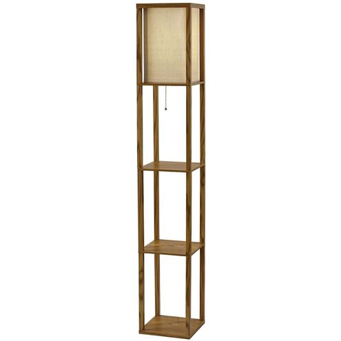 Wright 63 inch 150.00 watt Natural Wood Veneer Shelf Floor Lamp Portable Light