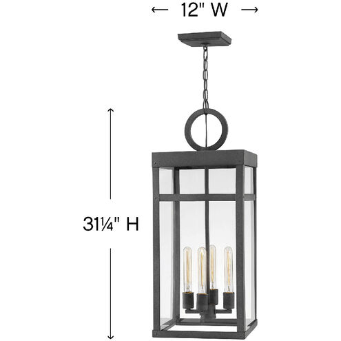 Open Air Porter LED 12 inch Aged Zinc Outdoor Hanging, Estate Series