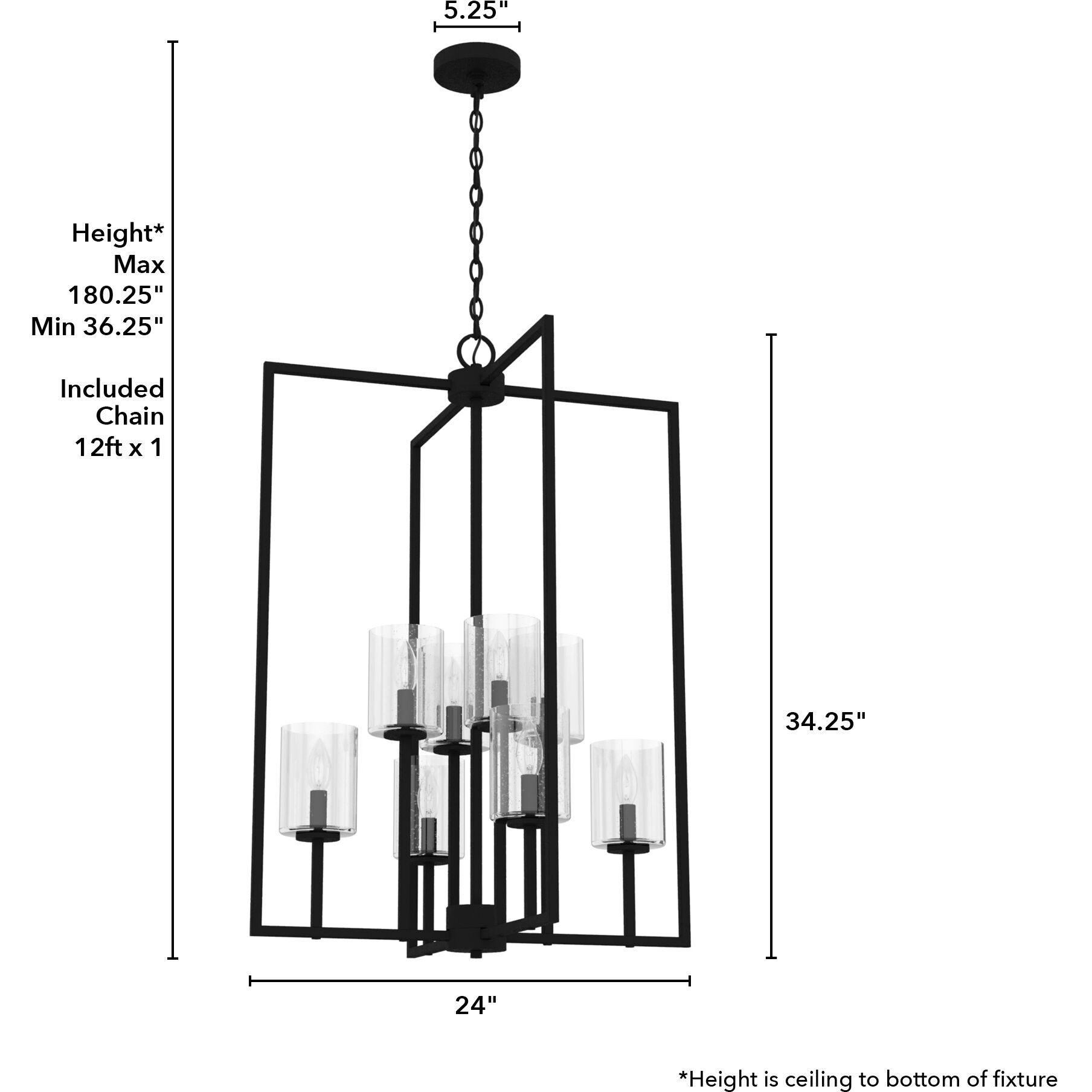 Kerrison 8 Light 24 inch Natural Black Iron Foyer Pendant Ceiling Light
