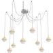 Cabochon LED 14.1 inch Metallic Beige Silver with Travertine Stone Swag Multi-Pendant Ceiling Light in 2700K LED, Opal White