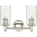 Crown Point 2 Light 13.88 inch Polished Nickel Bath Vanity Light Wall Light in Seedy Glass