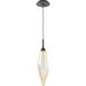 Rock Crystal LED 4.7 inch Matte Black Pendant Ceiling Light in Chilled Amber, 2700K LED