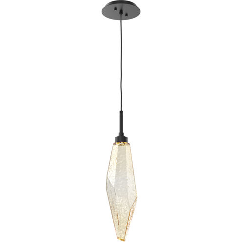 Rock Crystal LED 4.7 inch Matte Black Pendant Ceiling Light in Chilled Amber, 2700K LED