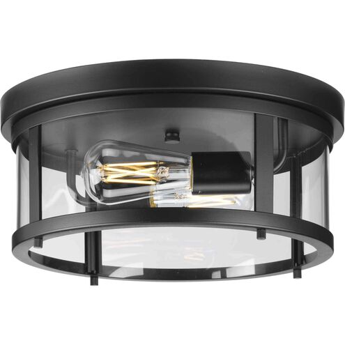 Gunther 2 Light 12.63 inch Matte Black Flushmount Ceiling Light