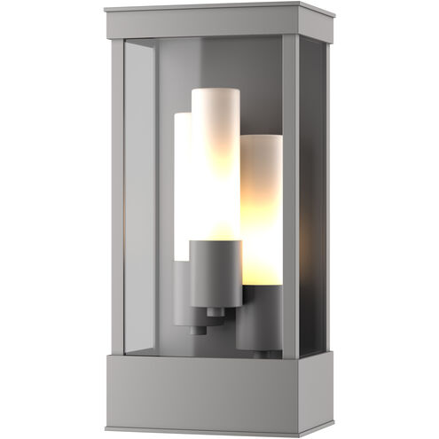 Portico 3 Light 17.8 inch Coastal Burnished Steel Outdoor Sconce in Opal