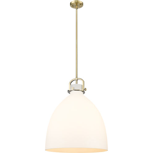 Downtown Urban Newton Bell 1 Light 18 inch Brushed Brass Pendant Ceiling Light in Matte White