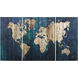 Cameron Multi - Blue and Natural Wood Brown Wall Art