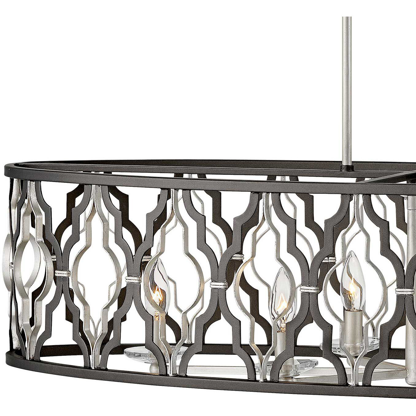 Portico 6 Light 42 inch Glacial with Metallic Matte Bronze Indoor Linear Chandelier Ceiling Light, Oval