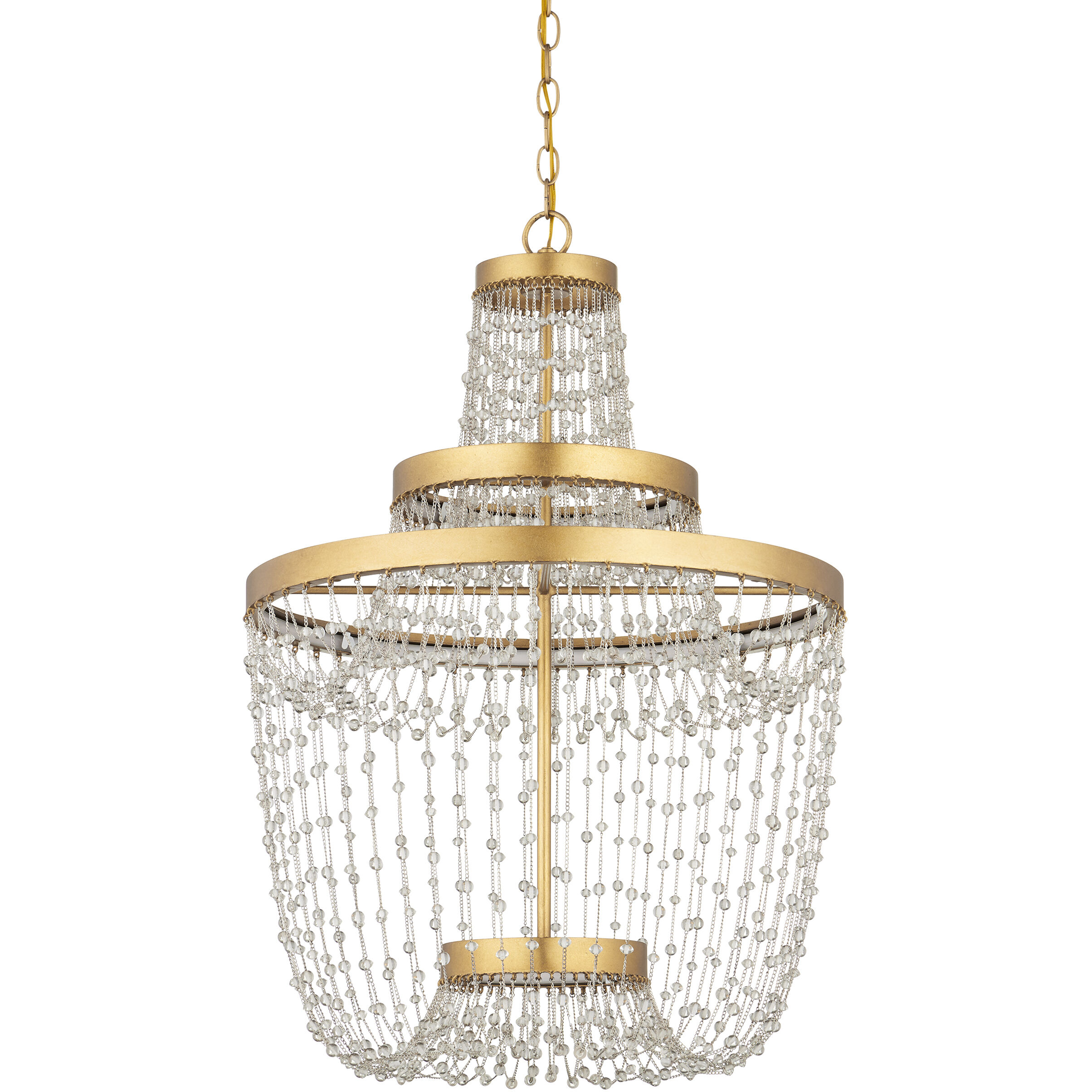 Mademoiselle 3 Light 22 inch Clear/Contemporary Gold Leaf/Contemporary Gold Chandelier Ceiling Light, Medium