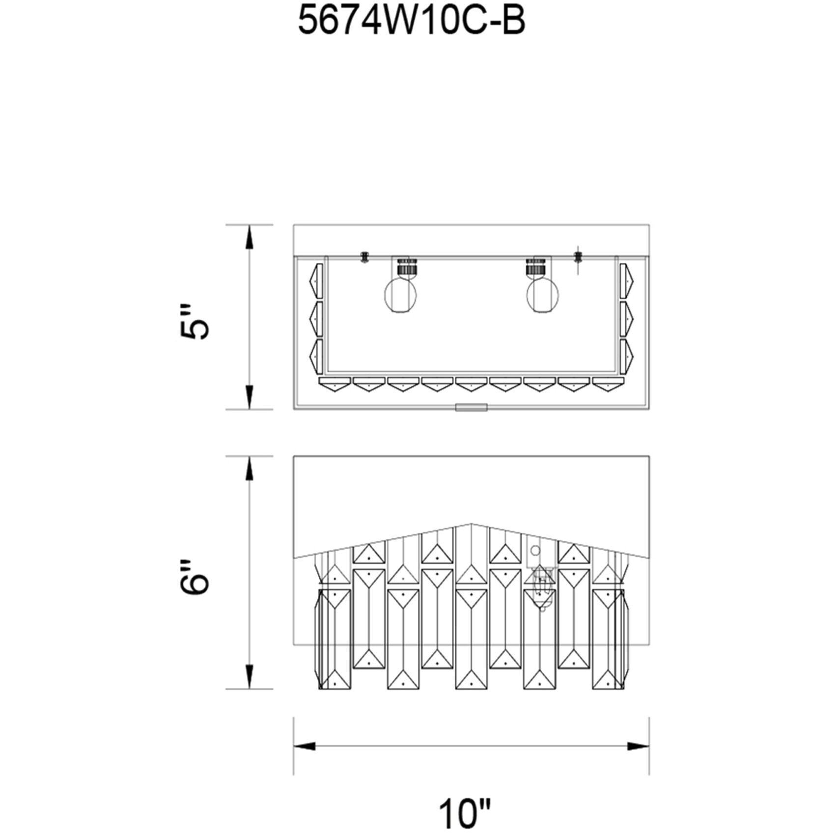 Havely 2 Light 5 inch Chrome Wall Light in Black