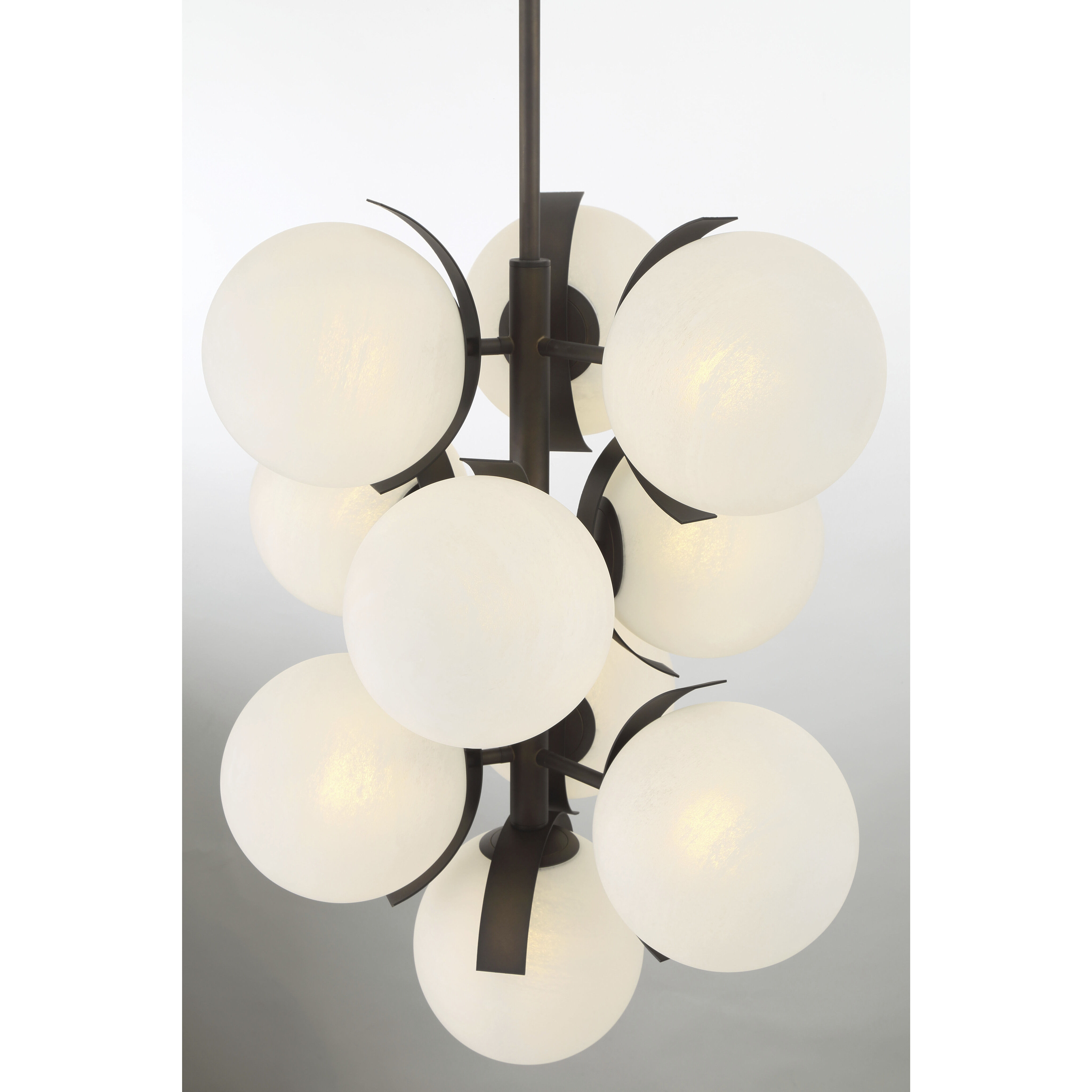 Vino 10 Light 24.75 inch Dark Bronze Pendant Ceiling Light in White Etched Alabaster Glass