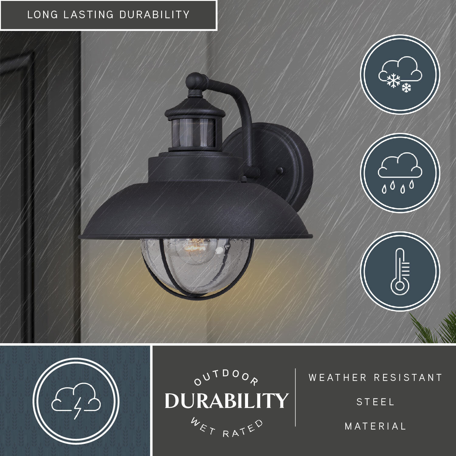 Harwich Textured Black Outdoor Motion Sensor