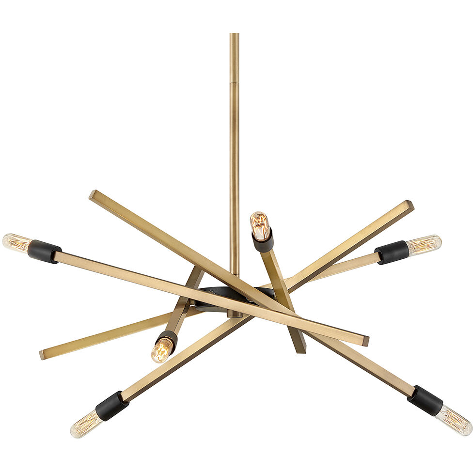 Archer 6 Light 26 inch Heritage Brass with Black Indoor Chandelier Ceiling Light