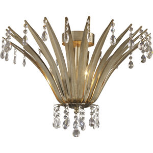 Naples 3 Light 23 inch Antique Silver Leaf with Clear Flush Mount Ceiling Light