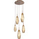Aalto LED 19.8 inch Burnished Bronze Chandelier Ceiling Light in 3000K LED, Optic Rib Bronze, Round Multi-Port