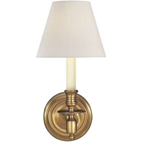 French Library2 1 Light 6 inch Hand-Rubbed Antique Brass Single Sconce Wall Light in Linen 1