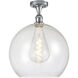 Edison Athens 1 Light 14 inch Polished Chrome Semi-Flush Mount Ceiling Light in Seedy Glass