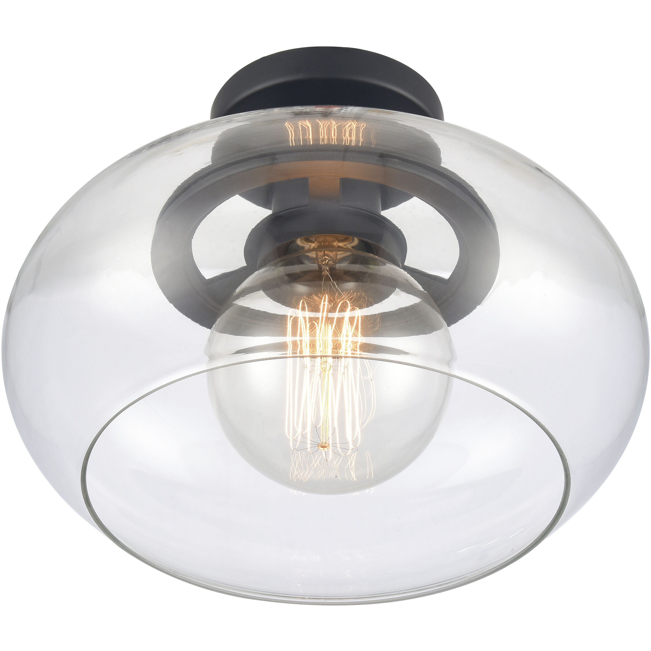 Clement 1 Light 13 inch Matte Black Semi Flush Mount Ceiling Light