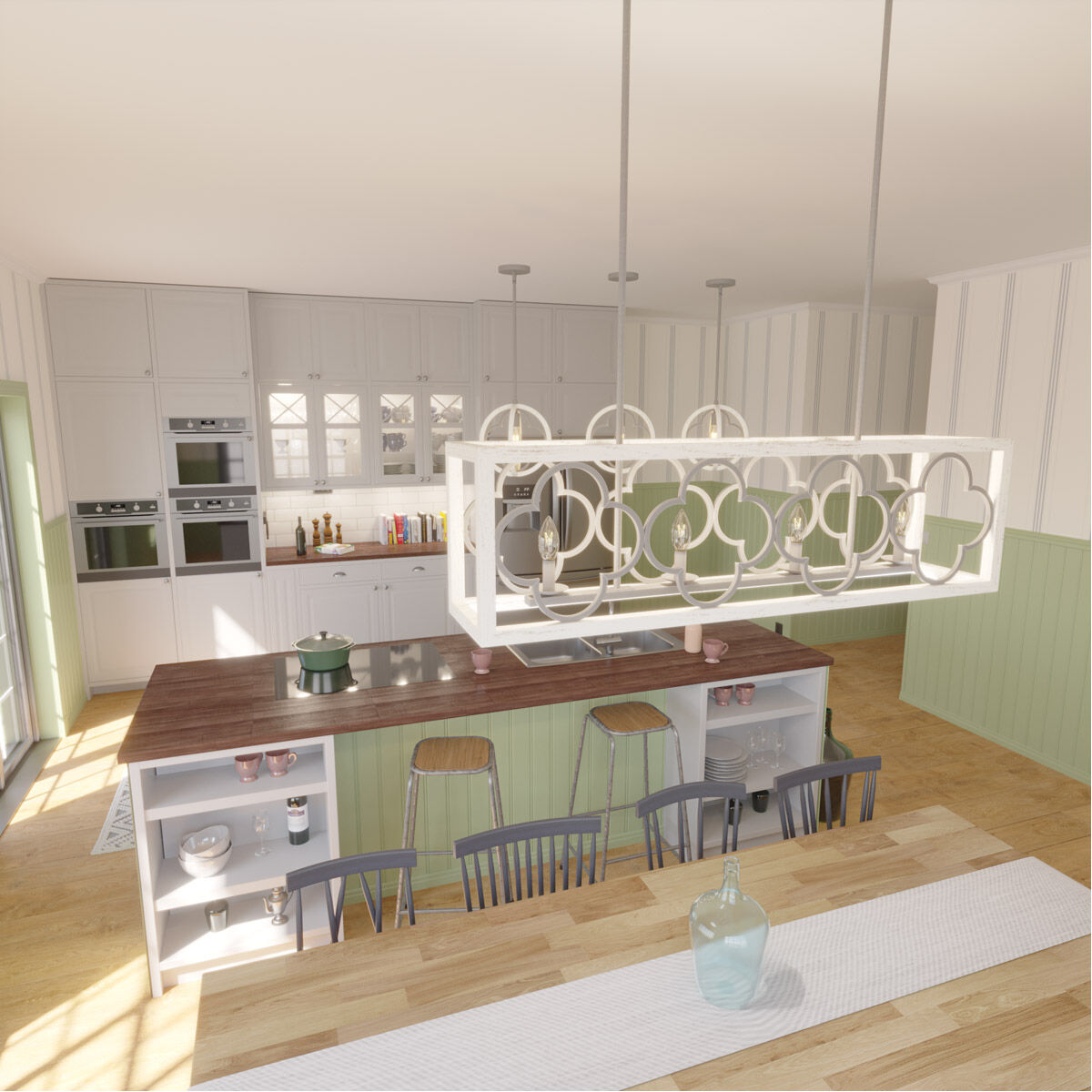 Gablecrest 4 Light Painted Concrete Linear Chandelier Ceiling Light